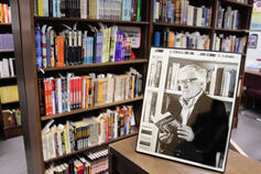 Framed photo of Ray Bradbury in the Center for Ray Bradbury Studies Library